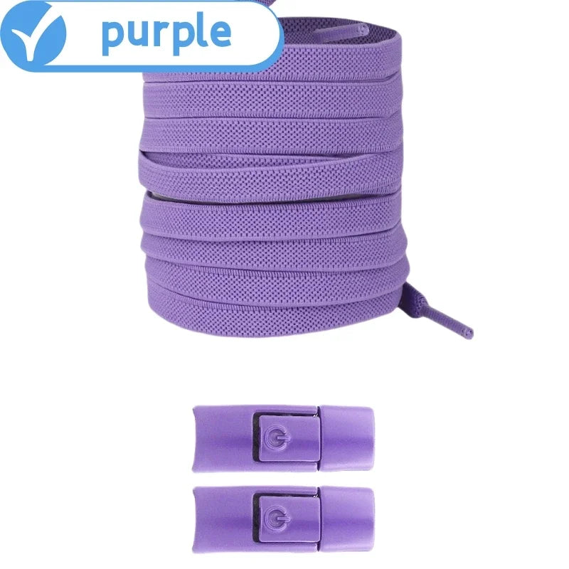 New Without Ties Elastic Laces No Tie Shoe Laces Press Lock Shoelaces Sneaker Kids Adult 8MM Widened Flat Shoelace for Shoes Beauty World Shop