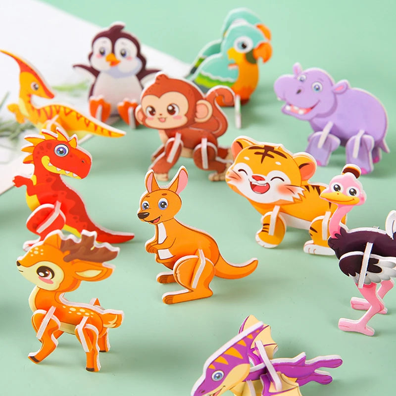30pcs 3D Jurassic Dinosaur Cute Animals Enlightenment Paper Puzzle Puzzle Puzzle Cartoon Learning Education Puzzle Christmas Toy Beauty World Shop
