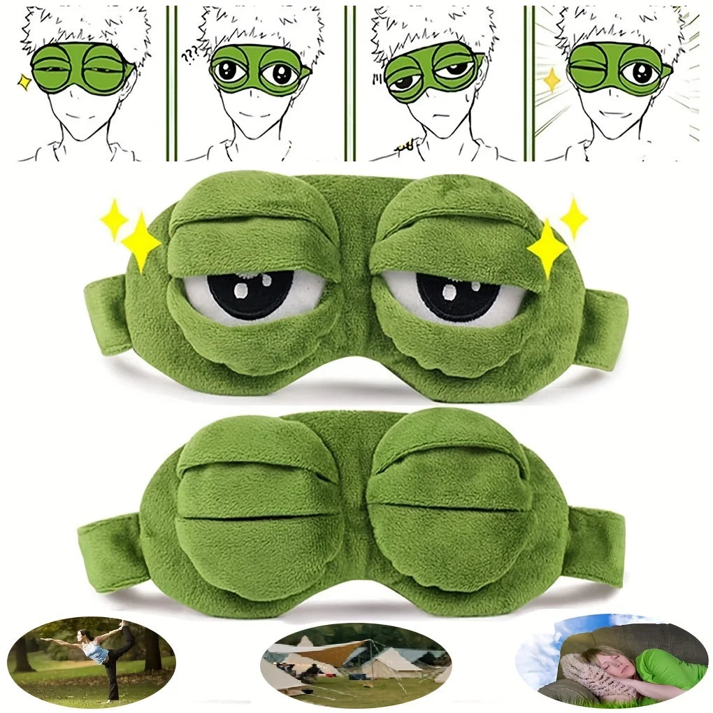 3D Sad Frog Sleep Mask Natural Sleeping Eyeshade Cover Shade Eye Patch Women Men Soft Portable Blindfold Travel Eyepatch Beauty World Shop