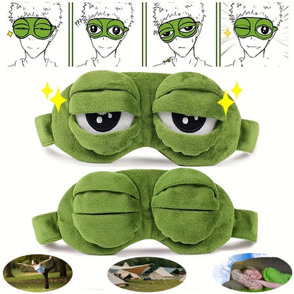 3D Sad Frog Sleep Mask Natural Sleeping Eyeshade Cover Shade Eye Patch Women Men Soft Portable Blindfold Travel Eyepatch Beauty World Shop
