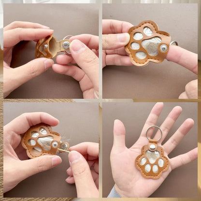 Pet Hair Memorial Keychain PU Leather Keepsake Locket for Cat Dog Fur Pet Hair Storage Pendant Handbag Hanging Accessories Beauty World Shop