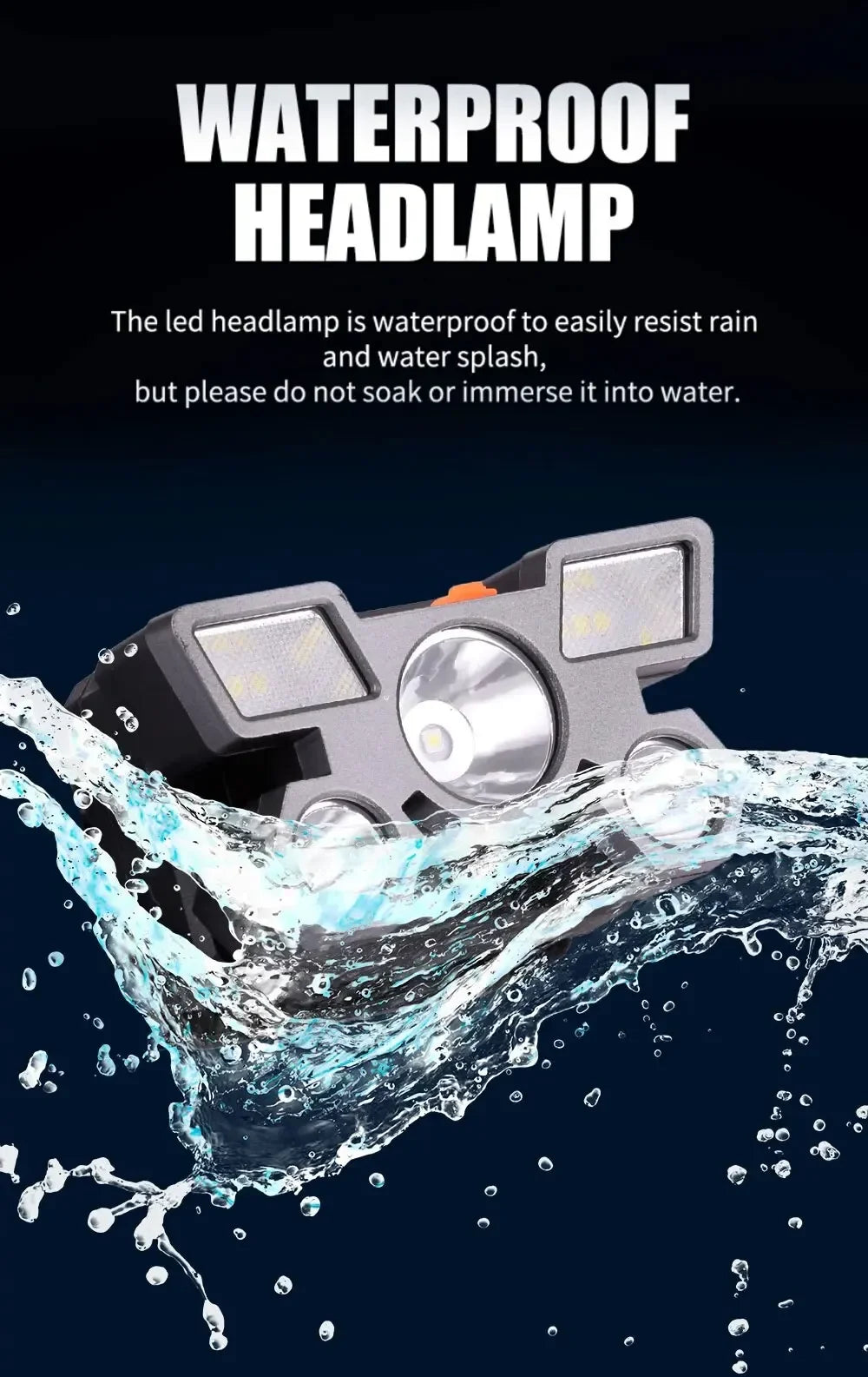 5LED Bright Headlamp Rechargeable Waterproof Adjustable 4Modes Lightweight for Outdoor Camping Running Hiking Beauty Fashion