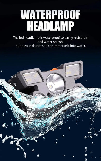 5LED Bright Headlamp Rechargeable Waterproof Adjustable 4Modes Lightweight for Outdoor Camping Running Hiking Beauty Fashion