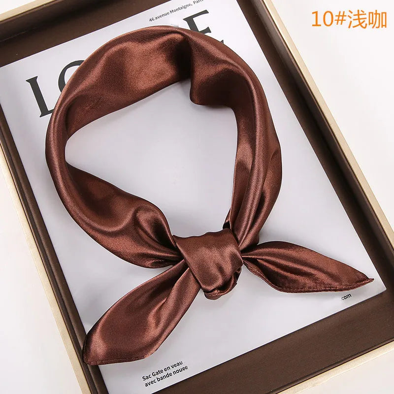 New Solid 60x60cm Square Scarf Single Imitation Silk Bright Light And Satin Performance Scarves Party Gift Beauty World Shop