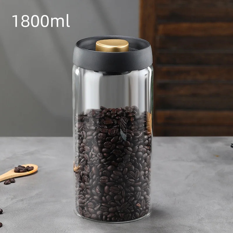 Manual Vacuum Sealed Coffee Jar High Borosilicate Glass Moisture Proof Tea Storage Container for Kitchen Coffee Beauty Trend Shop