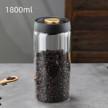 Manual Vacuum Sealed Coffee Jar High Borosilicate Glass Moisture Proof Tea Storage Container for Kitchen Coffee Beauty Trend Shop