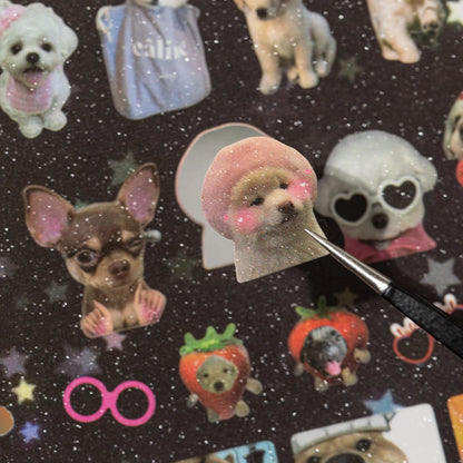 Cute Pets Theme Sticker Book 30 Sheets/Bag with Ring Binding for Scrapbooking DIY Collage Material Background Decoration Beauty World Shop