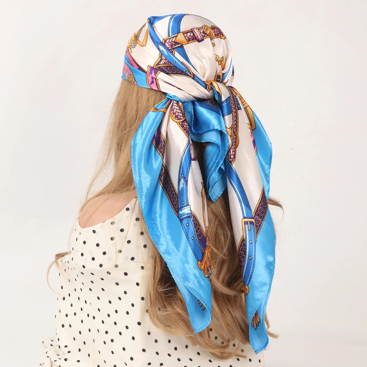 90*90cm Silk Scarf Scarftop Headwraps Women Four Seasons Hair Scarve Hijab Foulard Iuxe Bandana Femme Headscarf Beauty World Shop