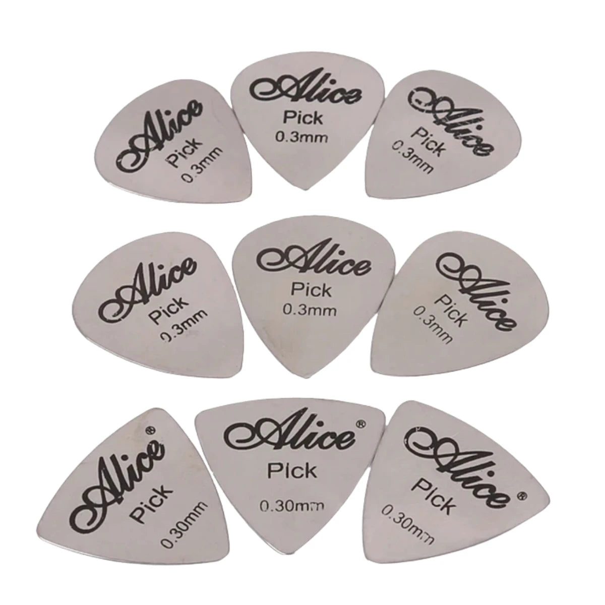 Alice 10Pcs Metal Guitar Pick 0.3mm Thin Durable Silver Color Professional Bass Ukelele Guitar Picks Guitar Amplifier Bass Guita Beauty World Shop