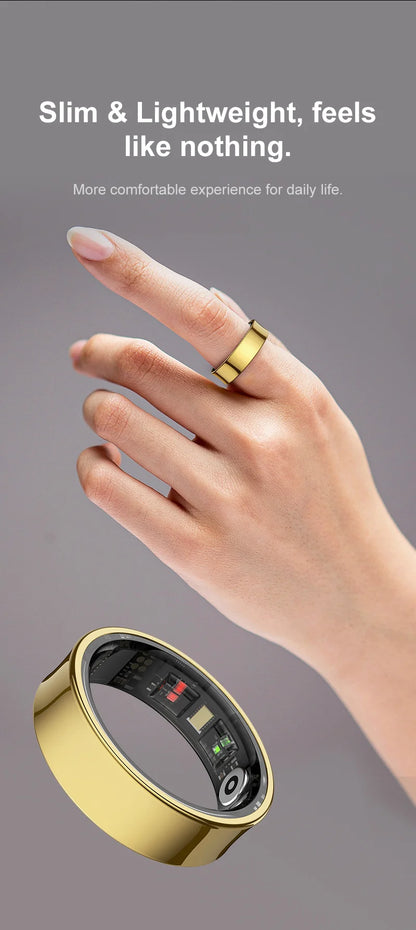 R09 Smart Ring Men Women with Charging Case,Heart Rate Blood Oxygen,Skin Temperature Monitor,5ATM Waterproof For Android iOS Beauty World Shop