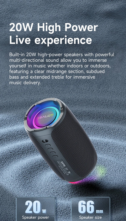 ZEALOT-S61 Bluetooth Speaker,with IPX6 Waterproof Protection and Outdoor Bass Sound for Backyard and Beach Party,10W Loudspeaker