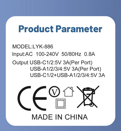USB Charger 65W Mobile Phone Charger Fast Charging For Xiaomi Samsung Huawei P70 Travel Charger Adaptor For iPhone Quick Charger Beauty World Shop