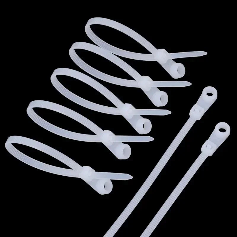 500/100PCS Screw Hole Cable Ties Reusable Fixed Nylon Cable Ties Self-locking Cord Ties Straps Fastening Loop Office Organizer Beauty World Shop