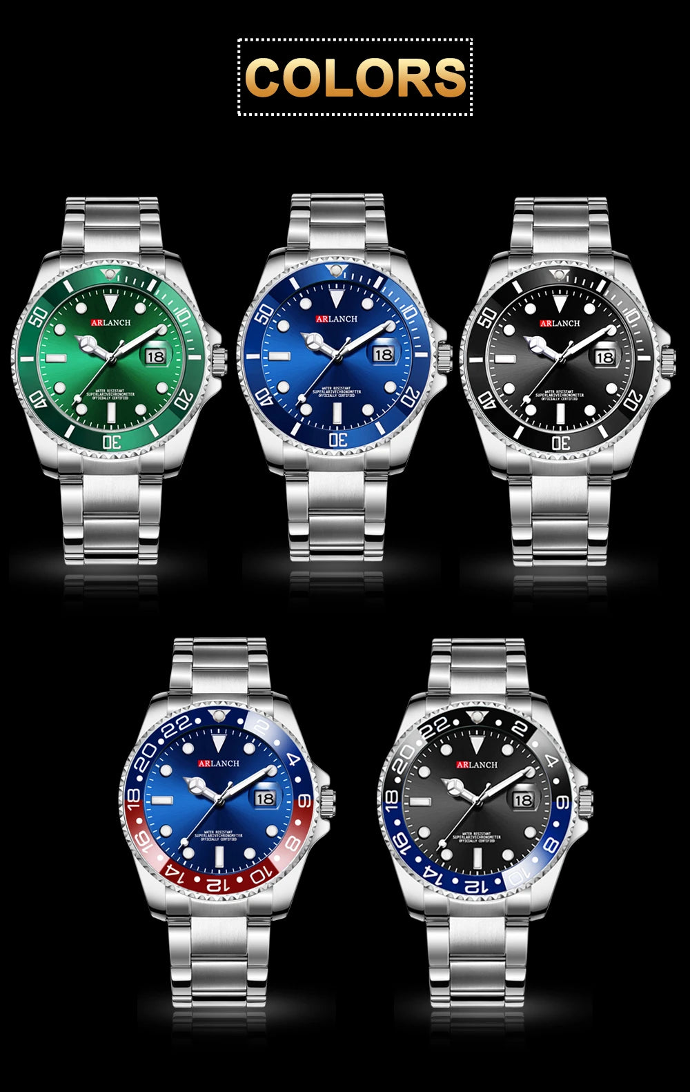 Business Stainless Steel Watch 40mm Classic Red Blue Circle Diving Series Magnifying Glass Calendar Quartz Watches montre homme Beauty World Shop