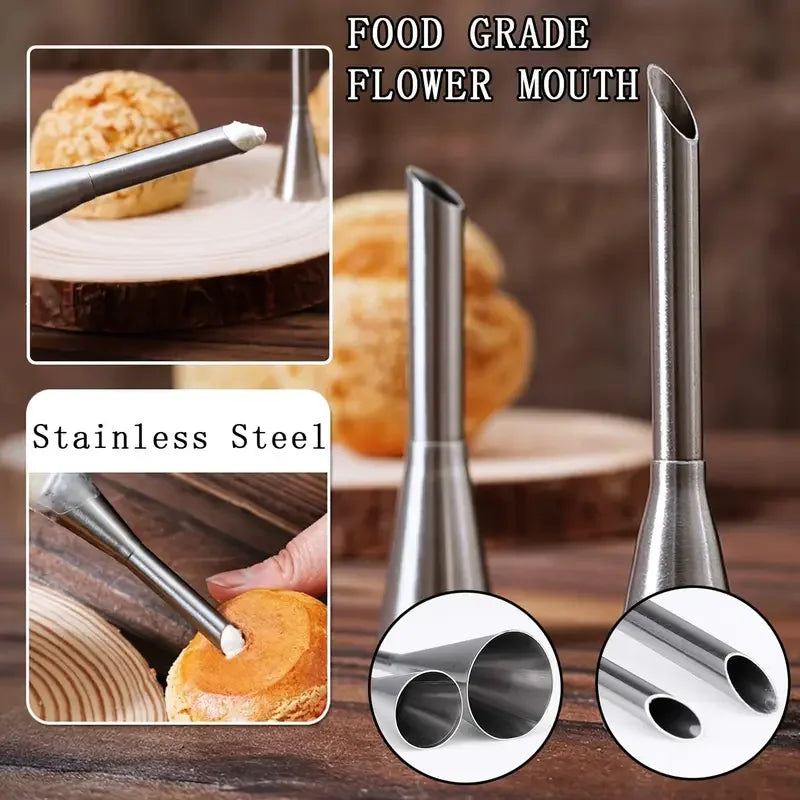 4Pcs Puff Pastry Piping Nozzle Set, Stainless Steel Decorating Tips for Cake Cupcake Cookie Cream Icing, Baking Tools for  Baker Beauty World Shop