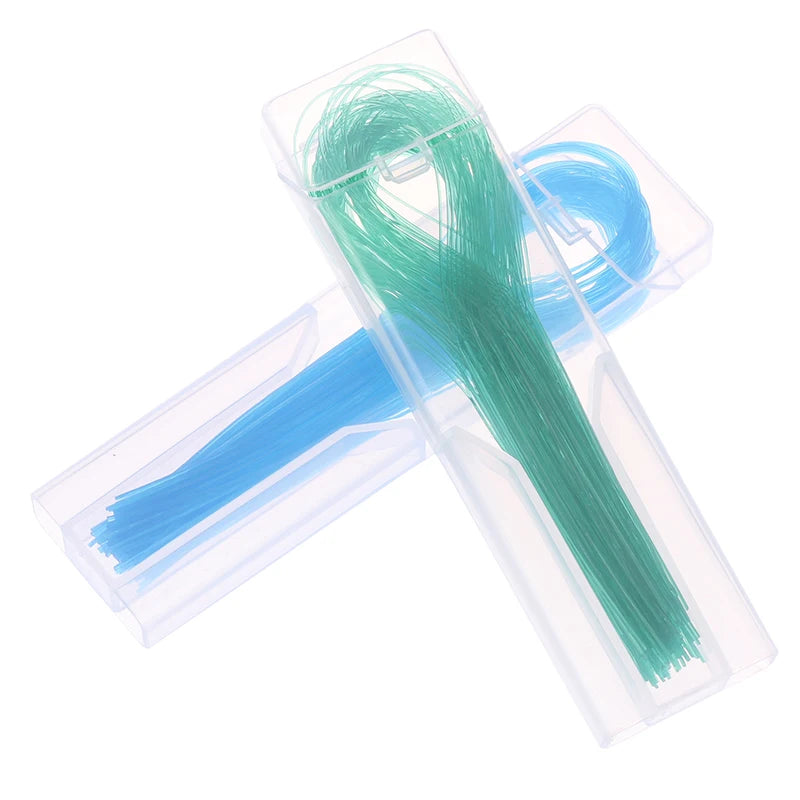 100Pcs Dental Floss Threader Dental Traction Line Oral For Crown Brace Bridge Implant Hoop Threading Braces Steel Traction Beauty World Shop