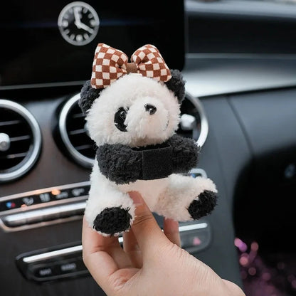 Car Cute Bowknot Panda Wiper Turn Signal Switch Ornaments Plush Decor Auto Interior Accessories Beauty World Shop