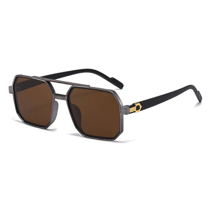 Hiking New Fashion Double Beam Polygonal Anti Light Glasses Retro Personalized Trendy Large Frame Eyewear European and American Beauty World Shop