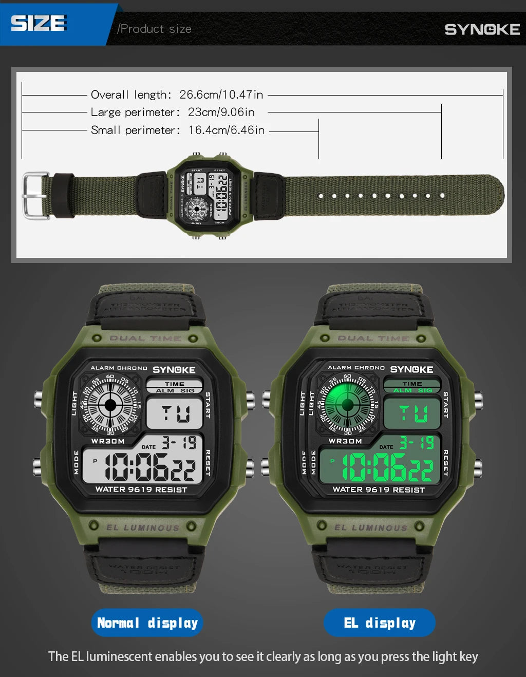 Synoke Outdoor Military Digital Watch For Men Fashion Retro Nylon Canvas Strap Sports Waterproof Watch Multifunctional Luminous Beauty World Shop