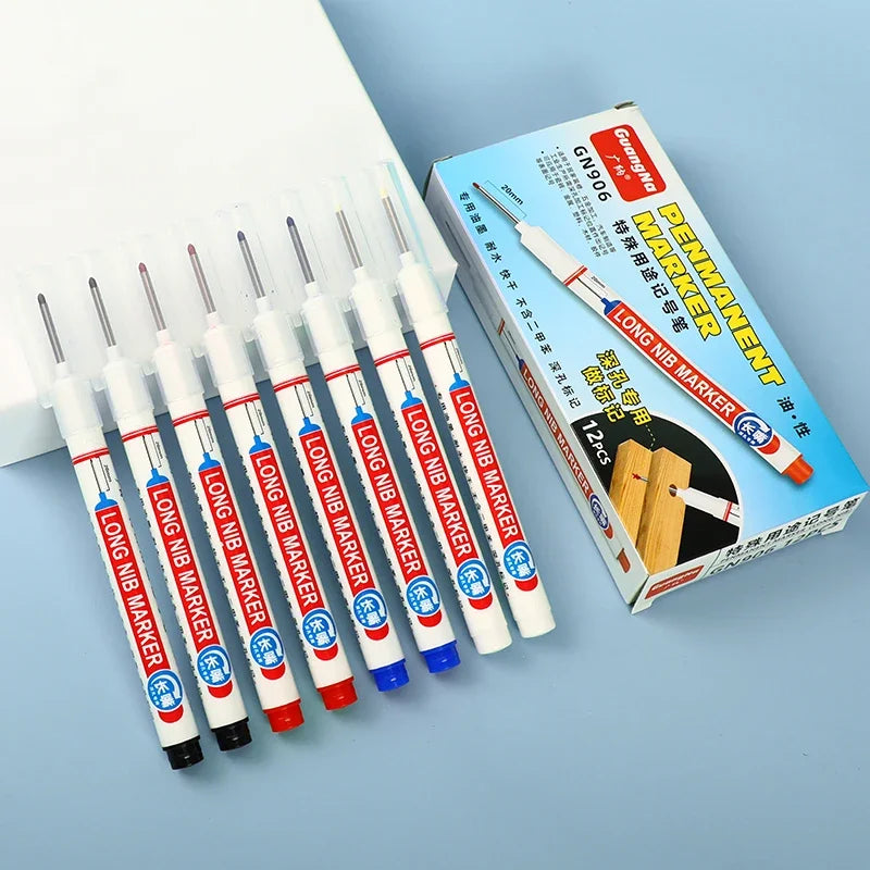 4Pcs/Set 20mm Deep Hole Long Nib Head Markers For Metal Perforating Pen Waterproof Bathroom Woodworking Decoration Multi-Purpose Beauty World Shop