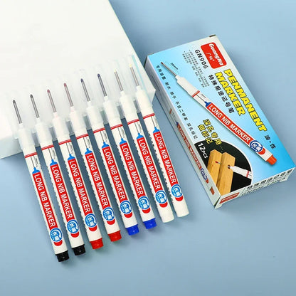 4Pcs/Set 20mm Deep Hole Long Nib Head Markers For Metal Perforating Pen Waterproof Bathroom Woodworking Decoration Multi-Purpose Beauty World Shop