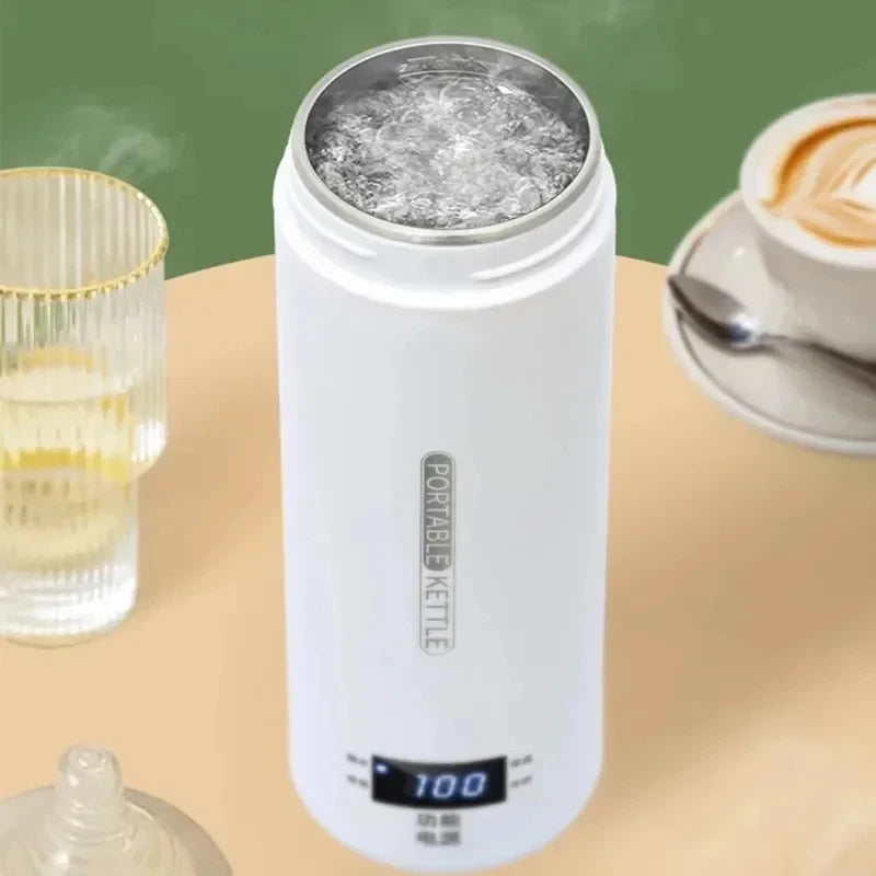 450ML Electric Kettles Portable Tea Coffee Kettle Travel Boil Water Thermal Cup Anti-Scald Water Bottle English Menu Beauty World Shop