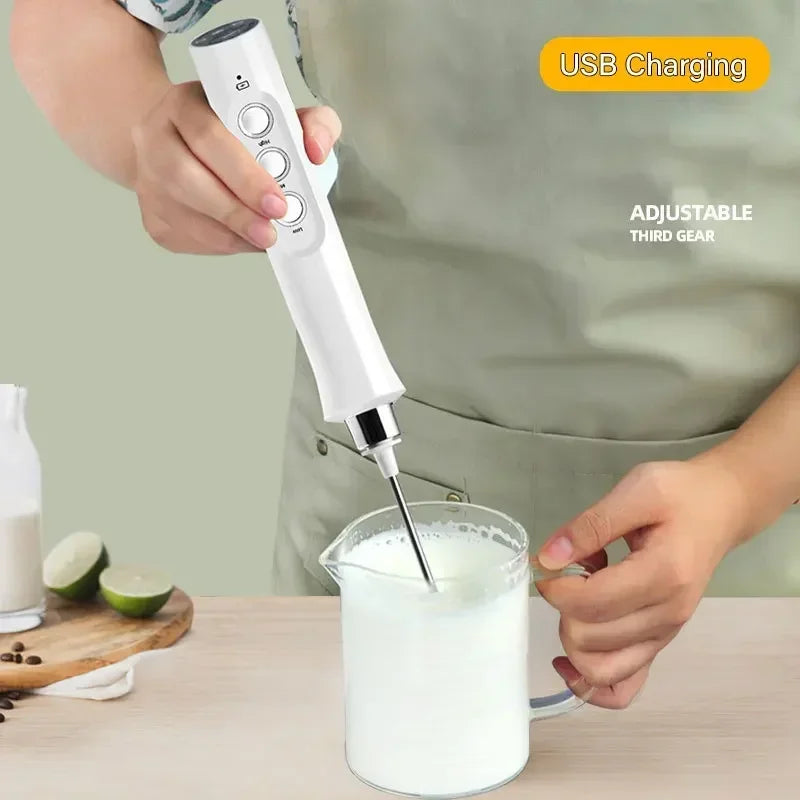 Wireless Milk Foam USB Rechargeable Handheld Electric Foam Maker 3 Speeds for Latte Cappuccino Hot Chocolate Coffee Whisk Mixer Beauty World Shop