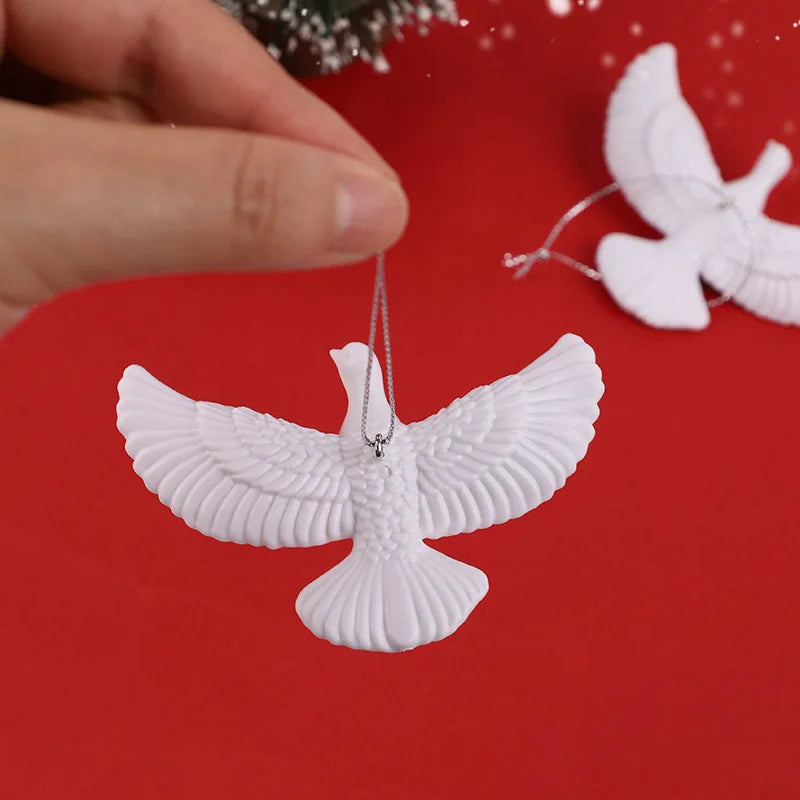 Elegant White Dove Christmas Ornaments Xmas Tree Hanging Pendants Resin Bird 2026 New Year Party Home Wall Decoration Kids Gifts Beauty World Shop
