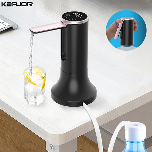 Electric Water Gallon Bottle Pump Foldable Automatic Water Dispenser 19 Liters Bottle Rechargeable Desktop Drinking Water Pump Beauty World Shop
