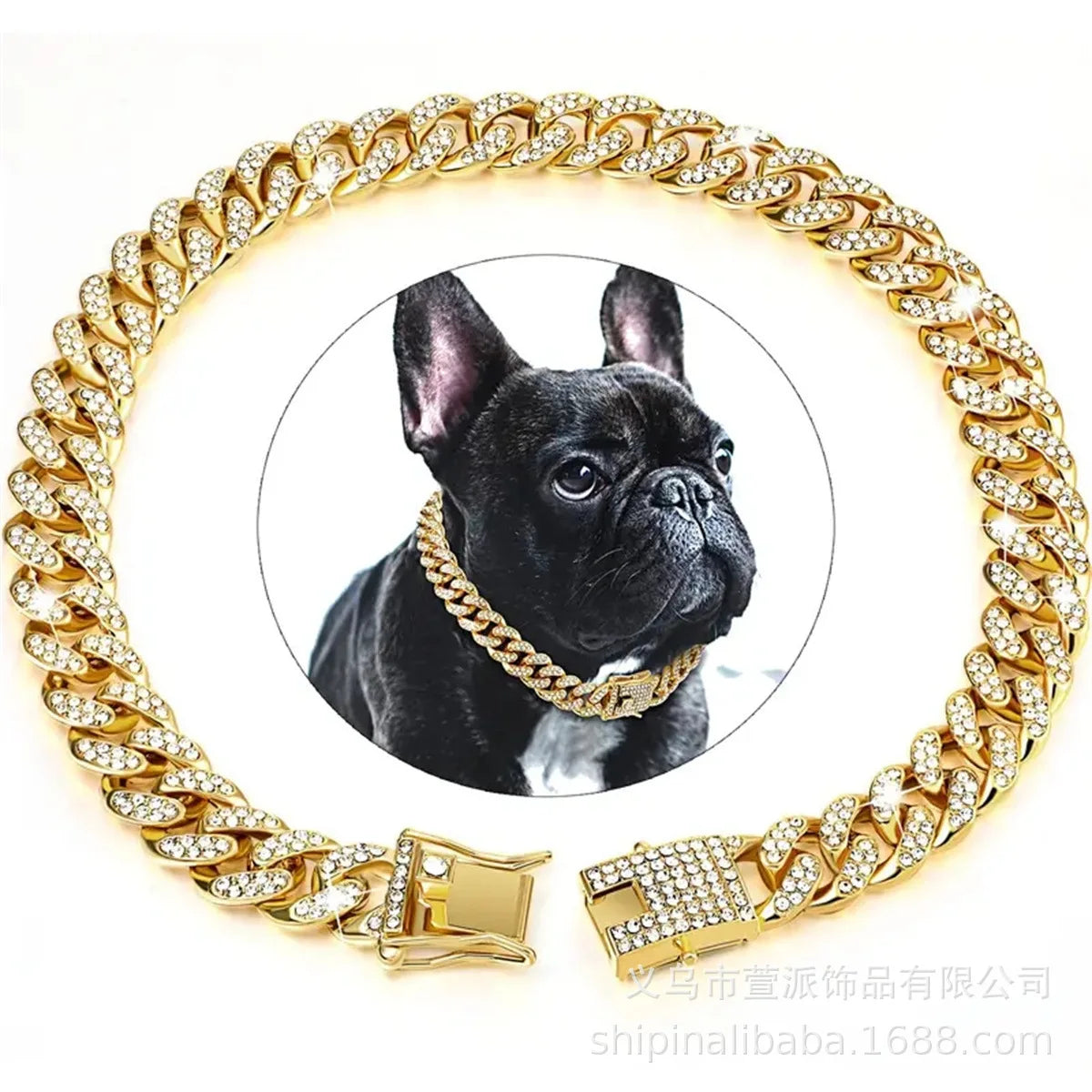 New Style Pet Collar Necklace Cat Dog Full Diamond Cuban Chains Dog Chains Lock Buckle Gold Silver Rose Gold Pet Supplies Beauty World Shop