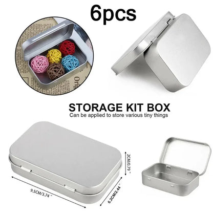 6Pcs Mini Metal Tin-Plated Slide Cover Storage Box Portable Cosmetic Organizer Jewelry Pill Cases Wedding Favor Container Beauty Trend Shop