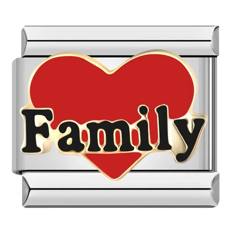 Hapiship 2024 Women Color Glaze Sexy Family Sweet Kiss Me Charm Links Fit 9mm Bracelet Stainless Steel Making Jewelry DJ717-C Beauty World Shop