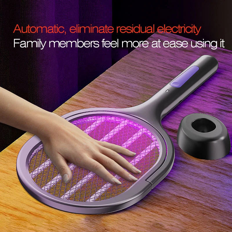 Telescopic Electric Mosquito Swatter & UV Trap Lamp, Extendable 109cm, Safe Physical Killer, Rechargeable, Wall Mount No Gap Beauty World Shop