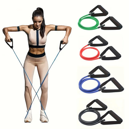 1pc 4-Level Resistance Bands with Handles for Home Workouts and Strength Training - Perfect for Yoga, Pilates,and fitness equipm Beauty World Shop