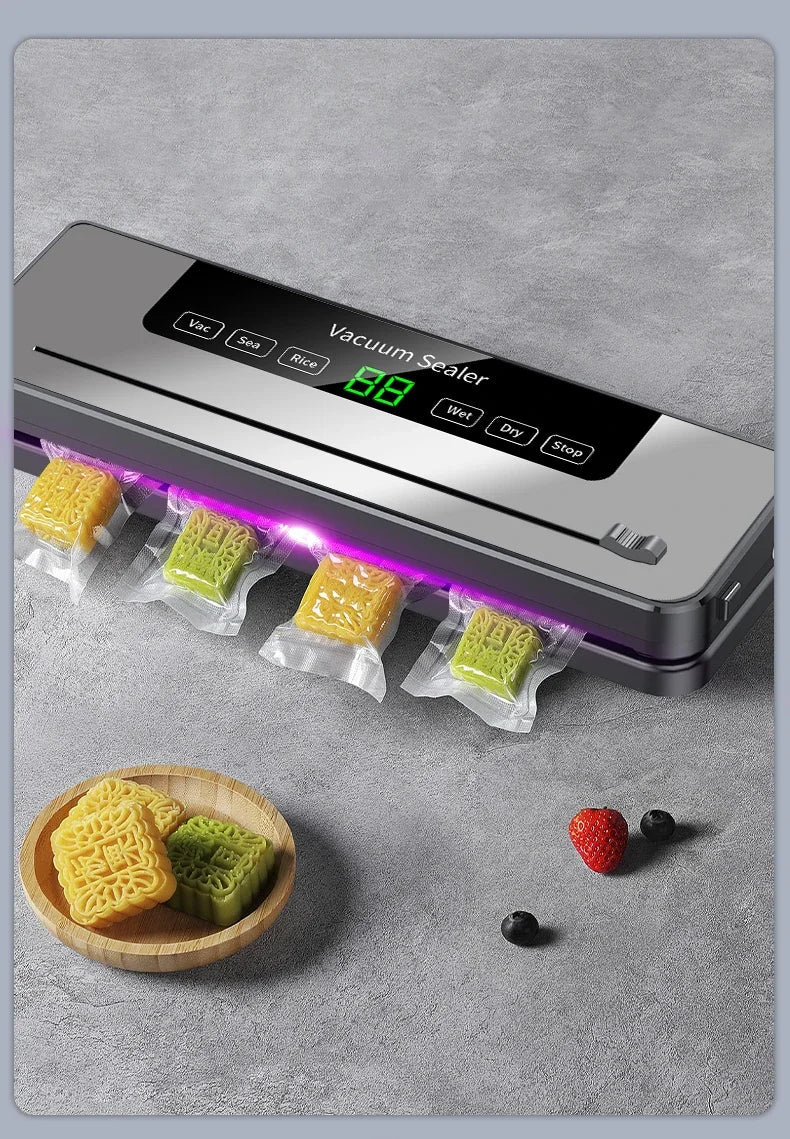Electric Vacuum Sealer Food Storage Seal Touch Button Dry/Wet Built-in Cutter Kitchen Food Sealing Vacuum Packaging Machine Beauty World Shop