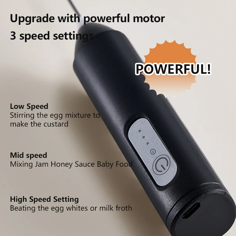 UPGRADED Electric Coffee Frother/MILK Whisk+Egg Beater MINI Food Blender USB Rechargeable Handheld Three Speeds Espresso Tools Beauty World Shop