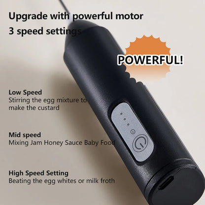 UPGRADED Electric Coffee Frother/MILK Whisk+Egg Beater MINI Food Blender USB Rechargeable Handheld Three Speeds Espresso Tools Beauty World Shop