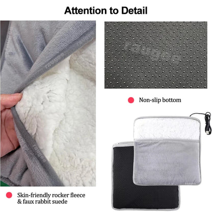 Foot Warmer USB Foot Heater Electric Foot Heating Pad Fast Heating Soft Plush Electric Foot Warmer for Home Heated Feet Warmer