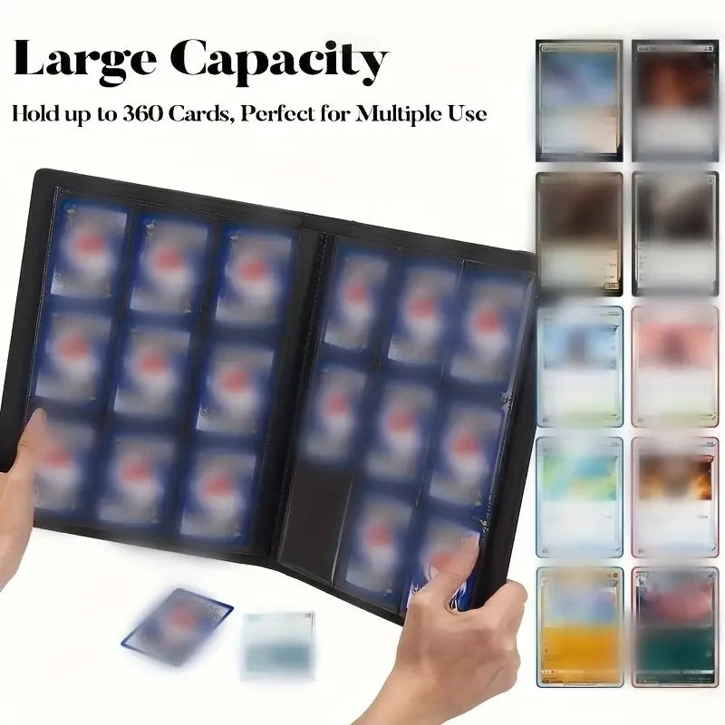 9 Pocket Card Binder, 360 Trading Card Holder Book, Premium PU Cover Zip Binder For Cards, Durable Side Loading Card Fold Beauty World Shop