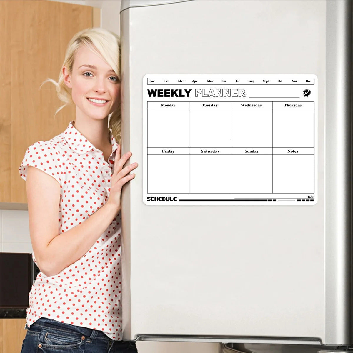 Magnetic Refrigerator Calendar Sticker - Reusable Weekly/Monthly Planner, Customizable Note Board for Home Office Beauty World Shop