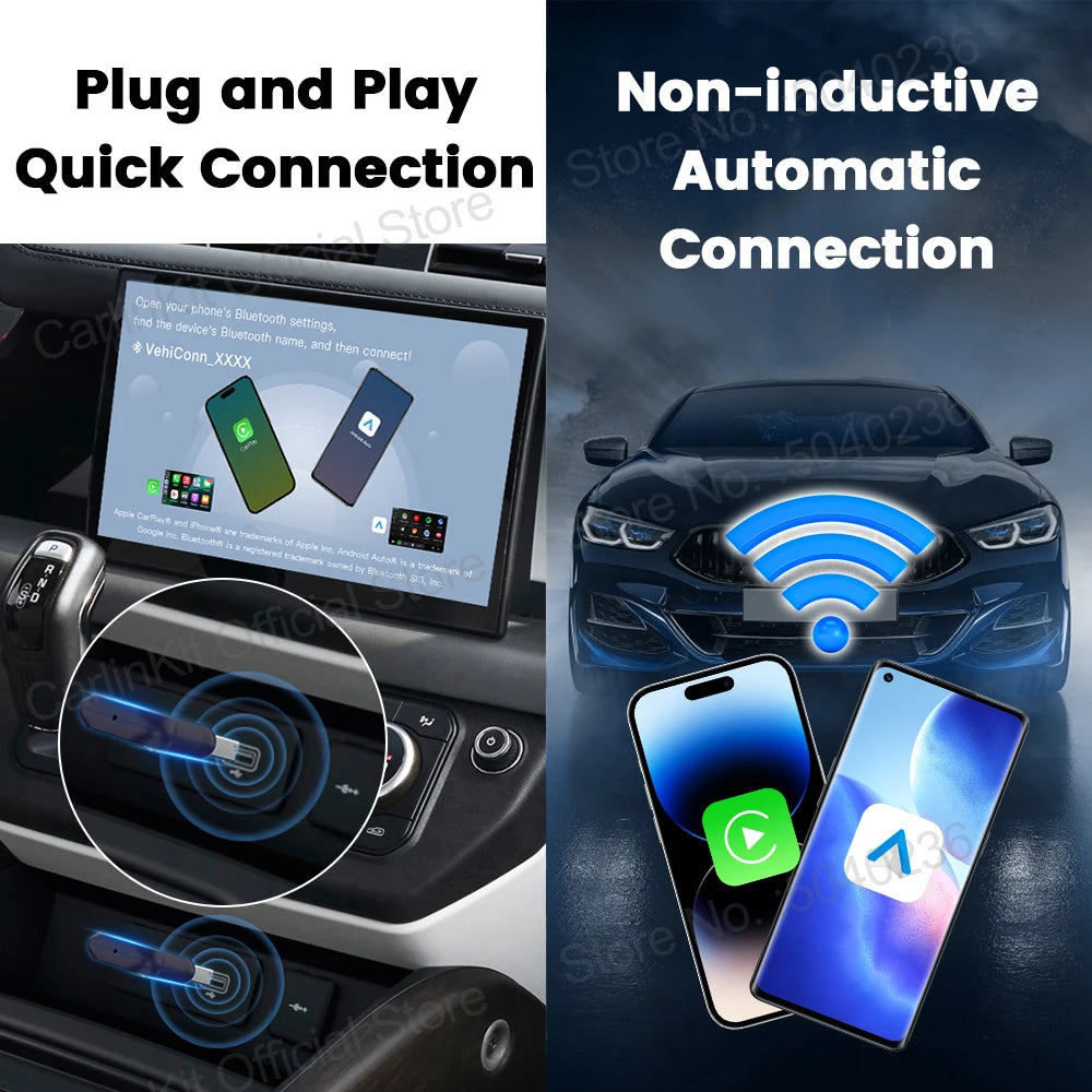 CarlinKit 5.0 Mini Ultra Wireless Adapter Wireless CarPlay Android Auto For OEM Car Plug and Play WiFi Bluetooth Auto Connection Beauty World Shop