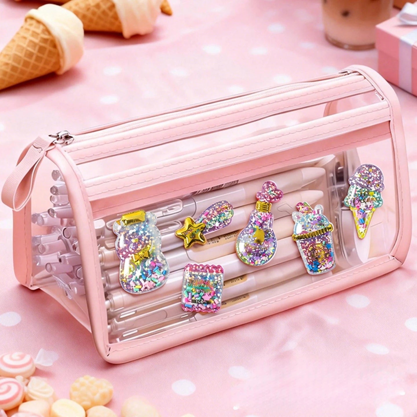 Kawaii Capsule Sparkling 3D Stickers Scrapbooking Diy Journal Stationery Sticker Cute Deco Art School Supplies Beauty World Shop