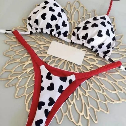 2024 Women's Bikini Swimsuit Women's Split Solid Color Lace-up Sexy Swimsuit 2-piece Set Beauty World Shop