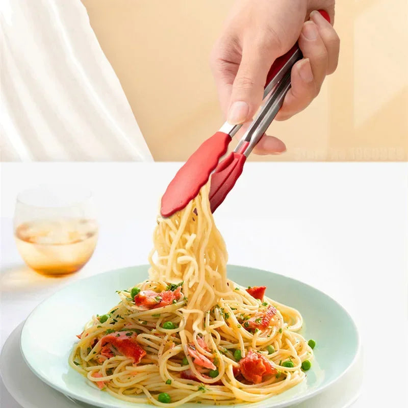 7 Inch Food Tongs Creative Non-slip BBQ Grilling Tongs Salad Bread Cooking Clip Clamp Serving Utensils Tongs Kitchen Accessories Beauty Trend Shop