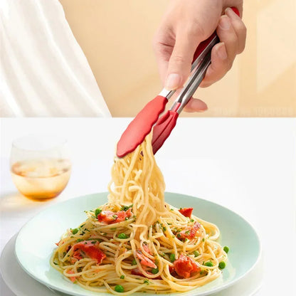 7 Inch Food Tongs Creative Non-slip BBQ Grilling Tongs Salad Bread Cooking Clip Clamp Serving Utensils Tongs Kitchen Accessories Beauty Trend Shop