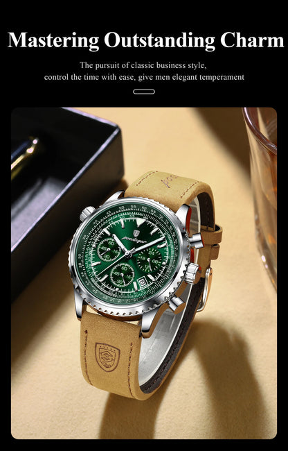 POEDAGAR Luxury Business Men's Watch Waterproof Luminous Date Chronograph Leather Man Clock Fashion Quartz Watches For Men Reloj Beauty World Shop