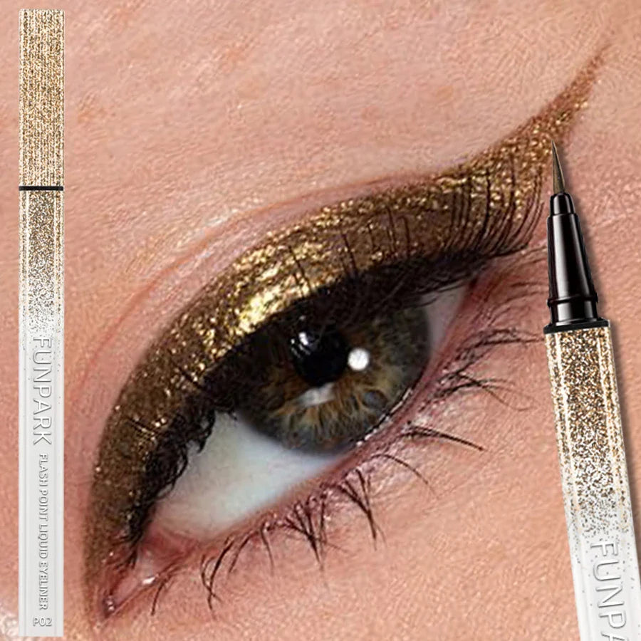 6 Color Diamond Shiny Eye Liner Eyeshadow Waterproof Quick-dry Silver Gold Metellic Pearlescent Liquid Eyeliner Makeup Gilfts Beauty Trend Shop