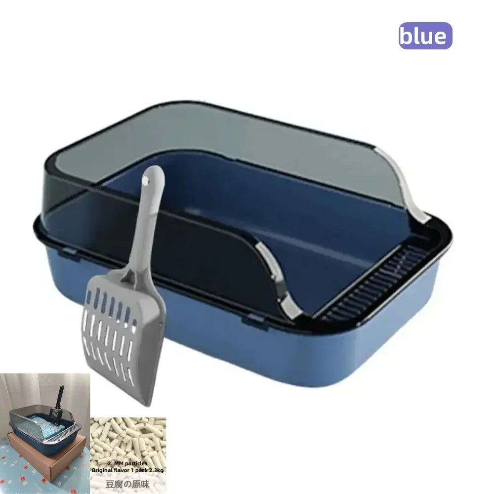 Cat Litter Box Set Large Fence Semi Enclosed Cat Litter Box Thickened Cat Toilet with Cat Litter Scoop Pet Supplies Cat Litter Beauty World Shop