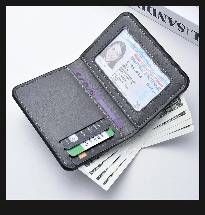 1Pc New Ultra-thin Mini Soft PU Leather Credit Card Wallet Holder Short Vertical High Quality Men's Wallet Beauty World Shop
