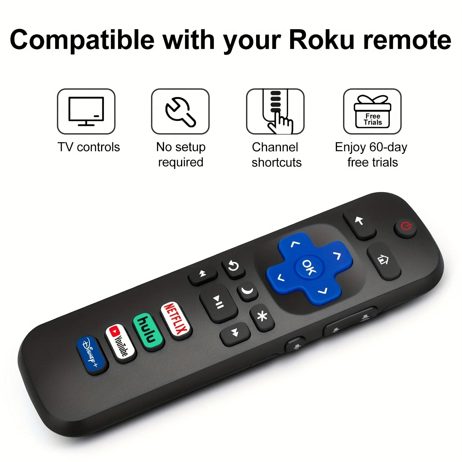 2 remote controls compatible with TCL Roku/Hisense Roku/Onn Roku/Philips Roku smart TV (not applicable to RokuStick and box) Beauty World Shop